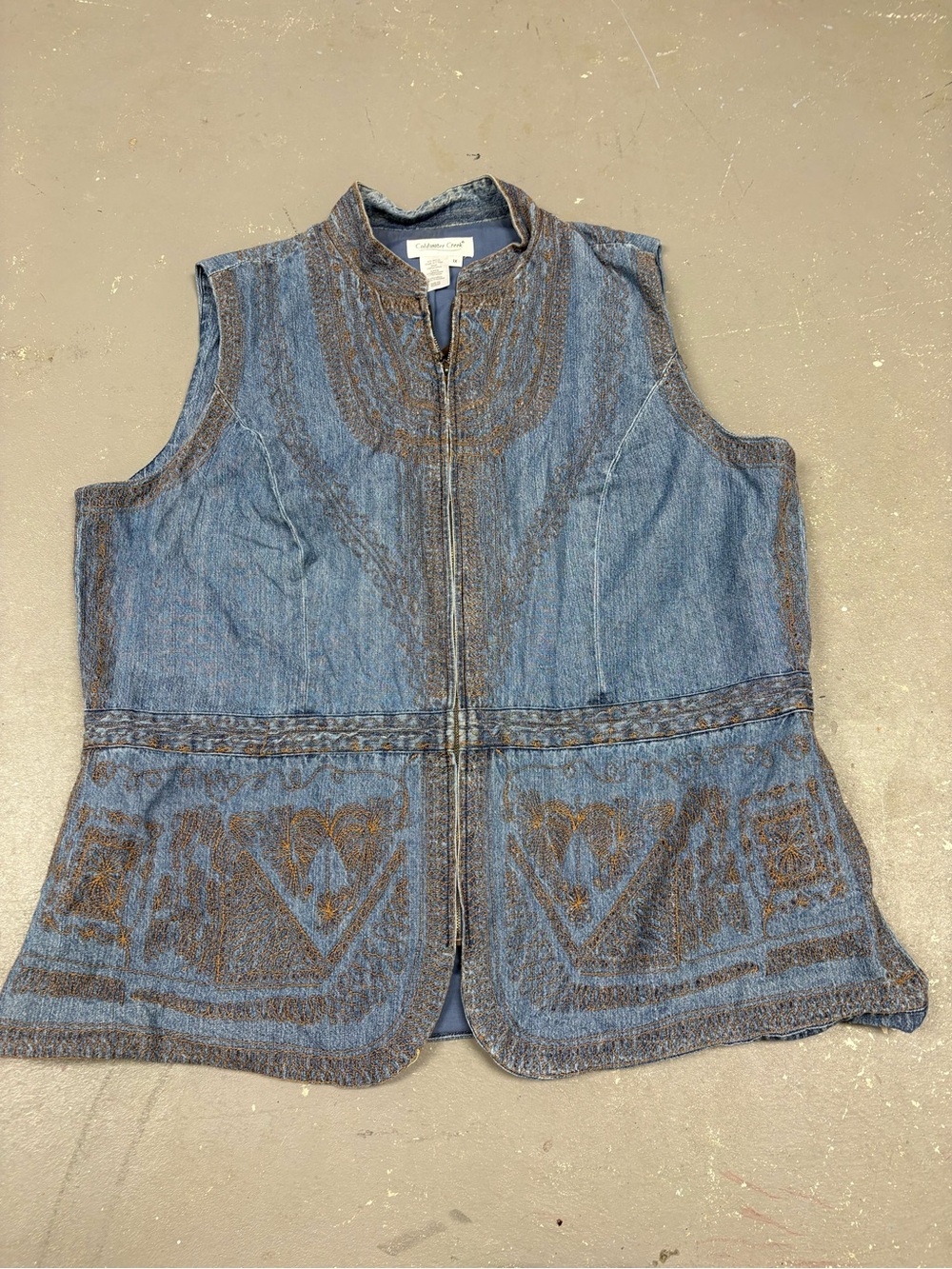 Cold Water Creek Vintage Grandma Core Denim embroidered Jean Vest Women’s 1X
